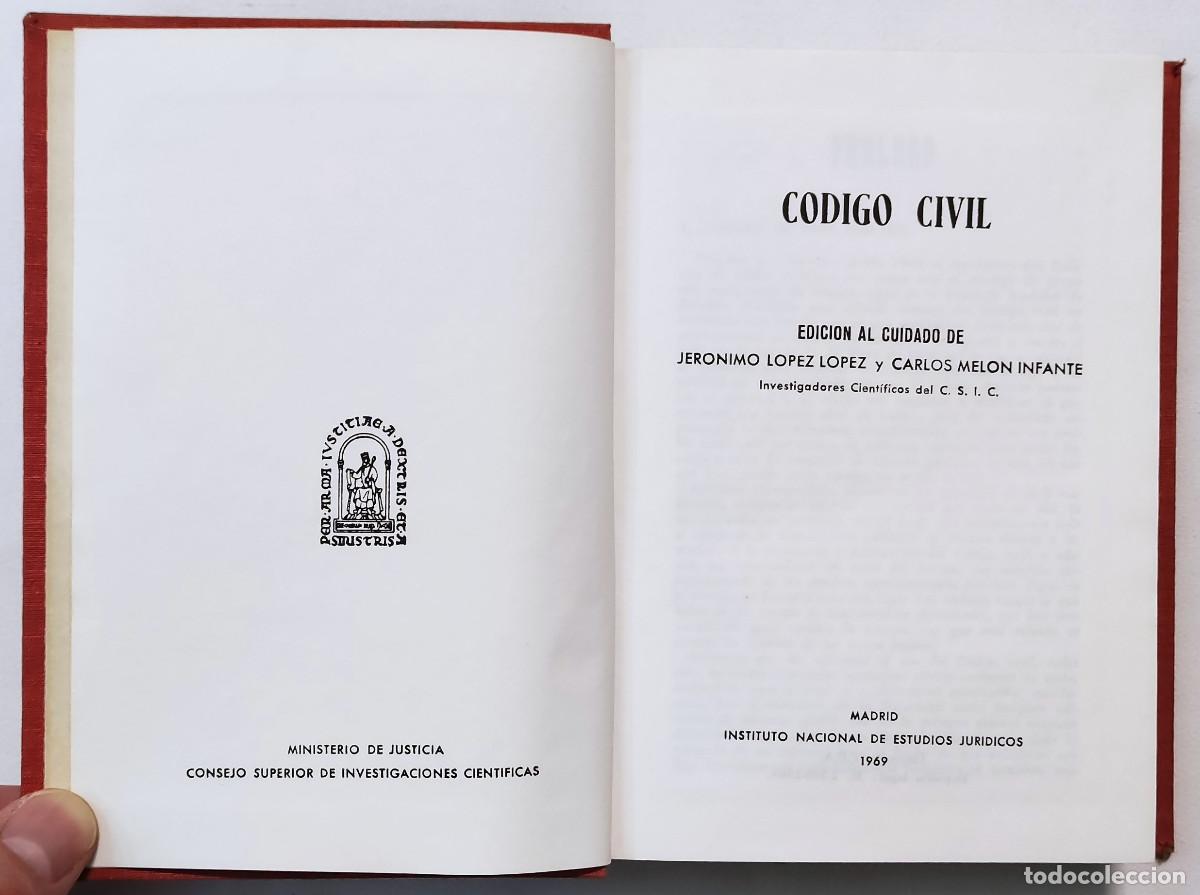 Libros de segunda mano: C&Oacute;DIGO CIVIL, 1969. - Foto 3