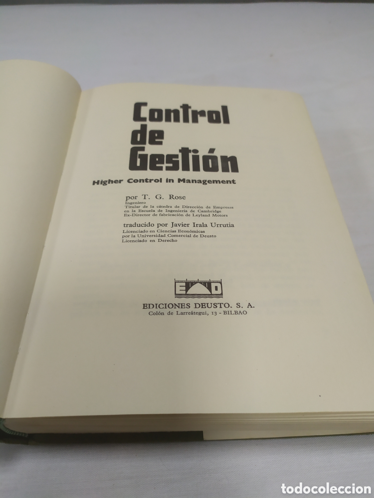 Libros de segunda mano: Control de gesti&oacute;n. T. G. Rose, Ediciones Deusto, 1961 - Foto 3