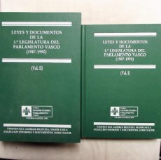 Libros de segunda mano: LEYES Y DOCUMENTOS DE LA 3ª LEGISLATURA DEL PARLAMENTO VASCO ( 1987 - 1990 ) 2 TOMOS. Lote 401329684