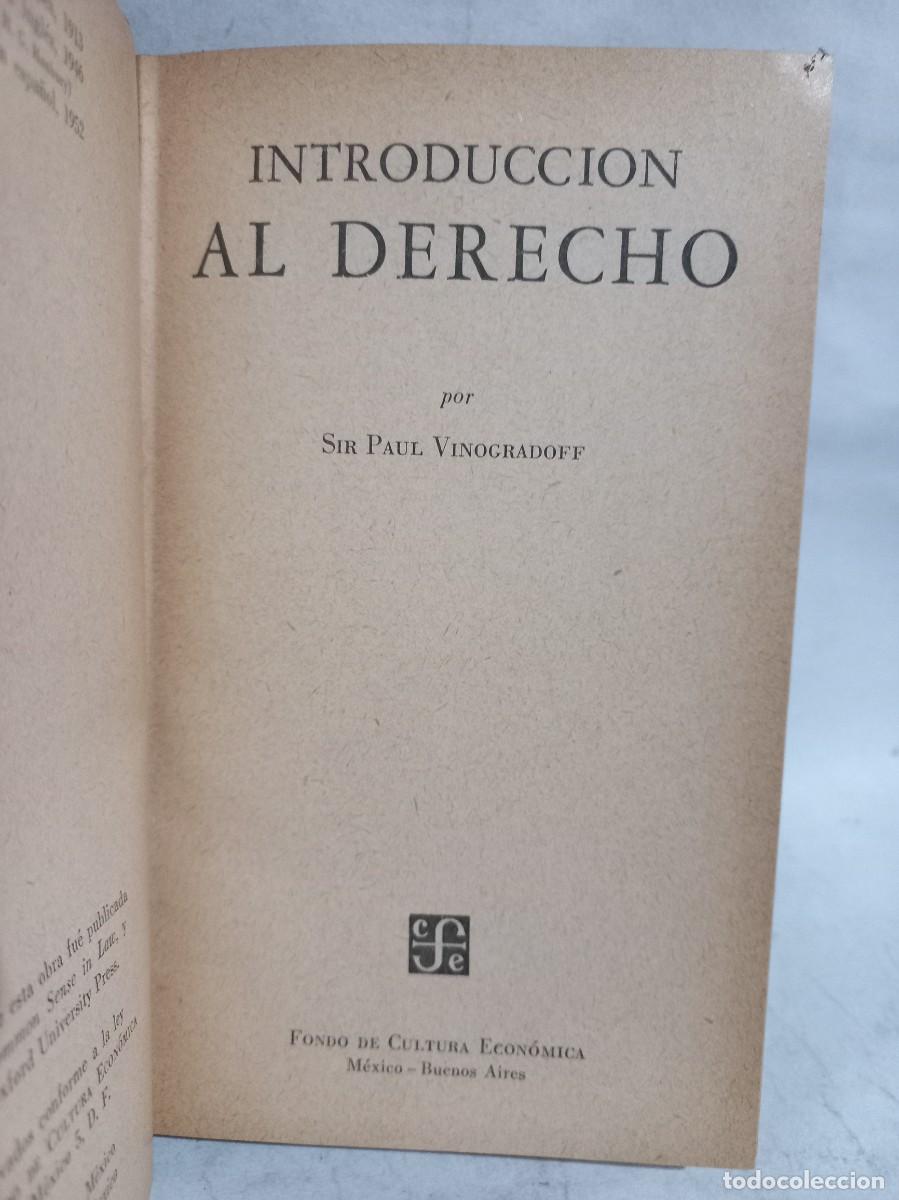 Libros de segunda mano: P. Vinogradoff - Introducci&oacute;n al Derecho - 1952 - Foto 2