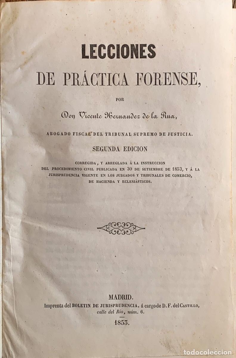 Libros de segunda mano: Hern&aacute;ndez de la R&uacute;a - Lecciones de Pr&aacute;ctica Forense, 1853 - Foto 2