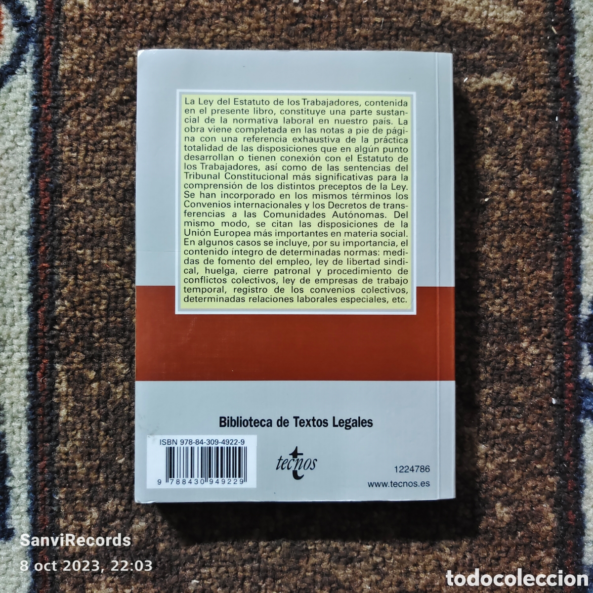 Libros de segunda mano: ESTATUTO DE LOS TRABAJADORES (TECNOS) - Foto 2