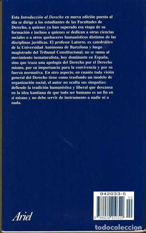 Libros de segunda mano: INTRODUCCI&Oacute;N AL DERECHO &Aacute;NGEL LATORRE - Foto 2