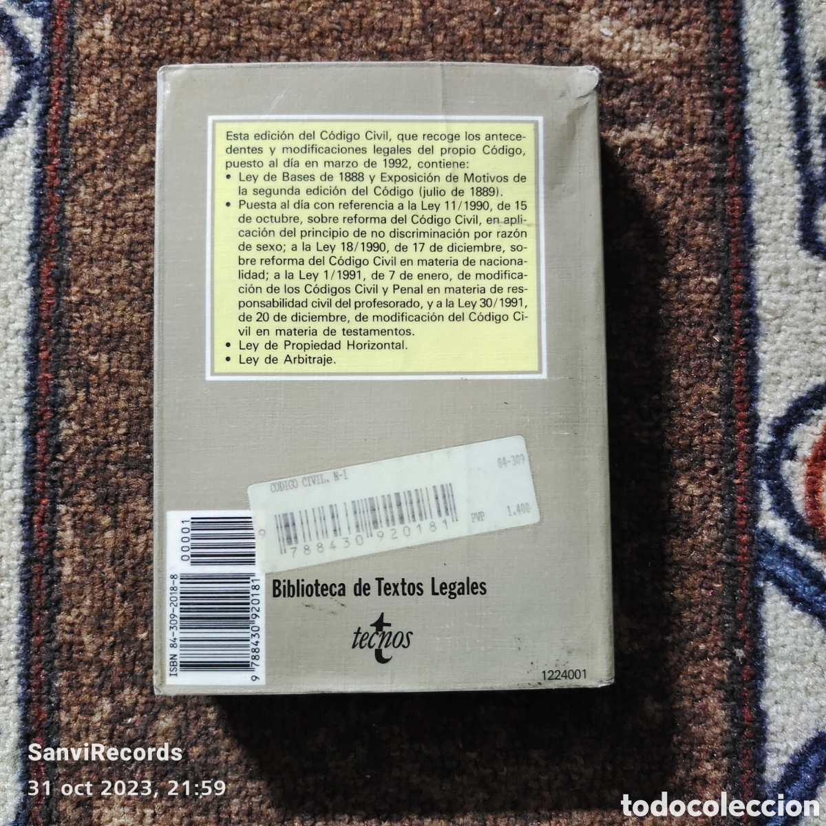 Libros de segunda mano: CODIGO CIVIL (TECNOS) - Foto 2