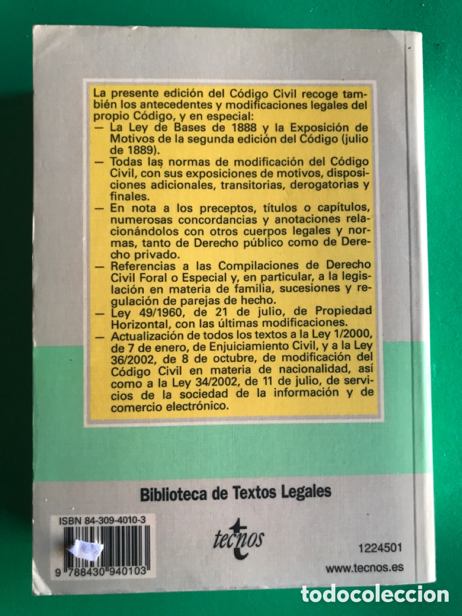 Libros de segunda mano: C&Oacute;DIGO CIVIL - Foto 2