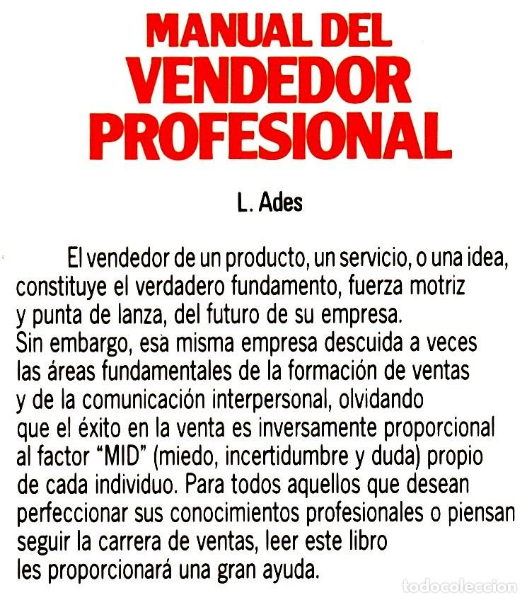 Libros de segunda mano: MANUAL DEL VENDEDOR PROFESIONAL. - Foto 2