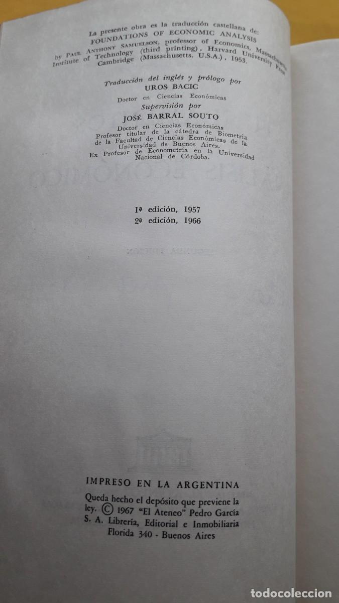 Libros de segunda mano: FUNDAMENTOS DEL AN&Aacute;LISIS ECON&Oacute;MICO. Paul Anthony Samuelson. - Foto 9