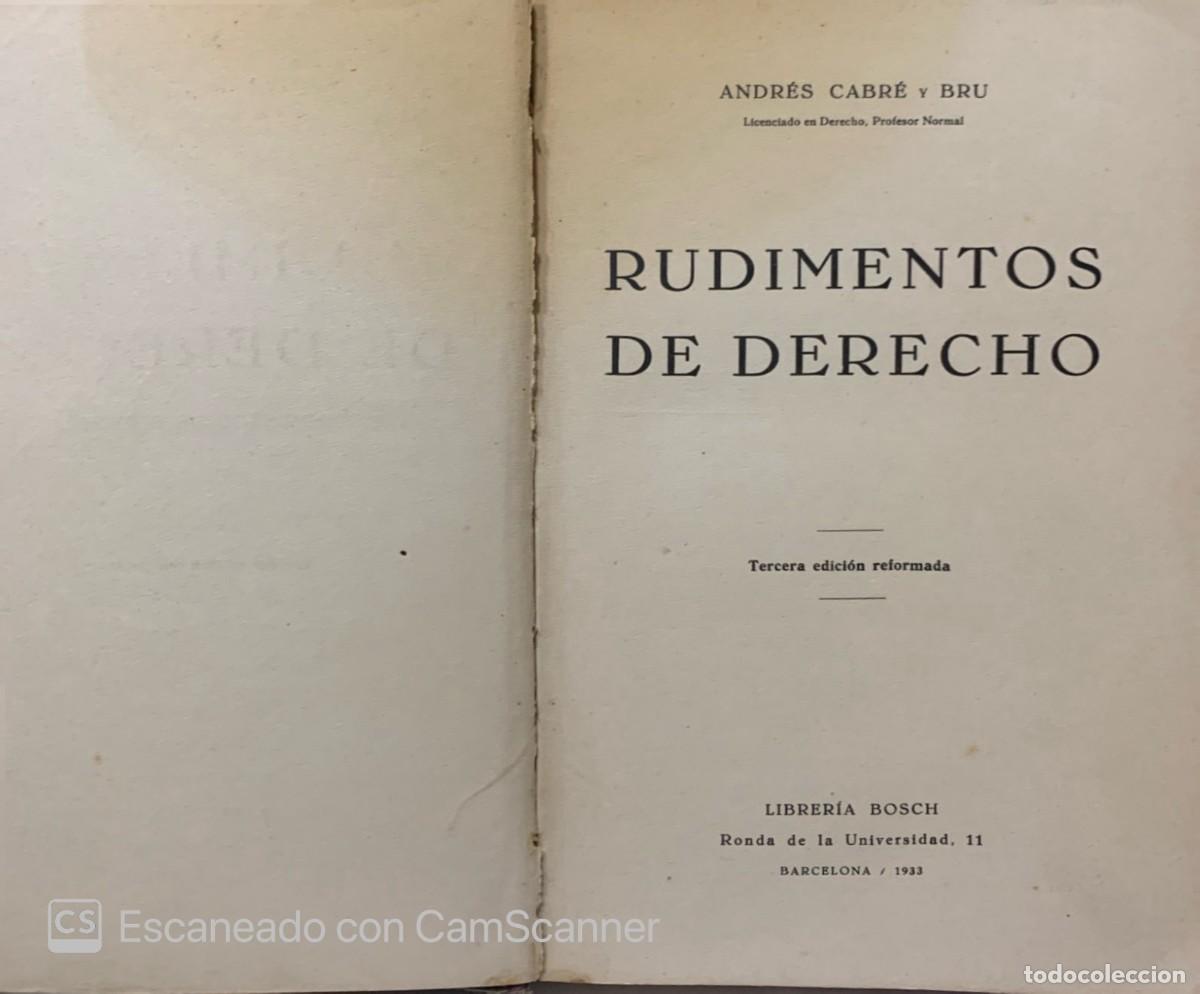 Libros de segunda mano: RUDIMENTOS DE DERECHO - Foto 2