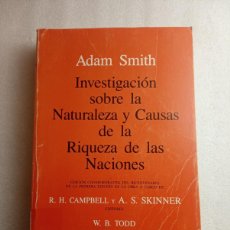 Libros de segunda mano: INVESTIGACION SOBRE LA NATURALEZA Y CAUSAS DE LA RIQUEZA DE LAS NACIONES / ADAM SMITH VOL 2