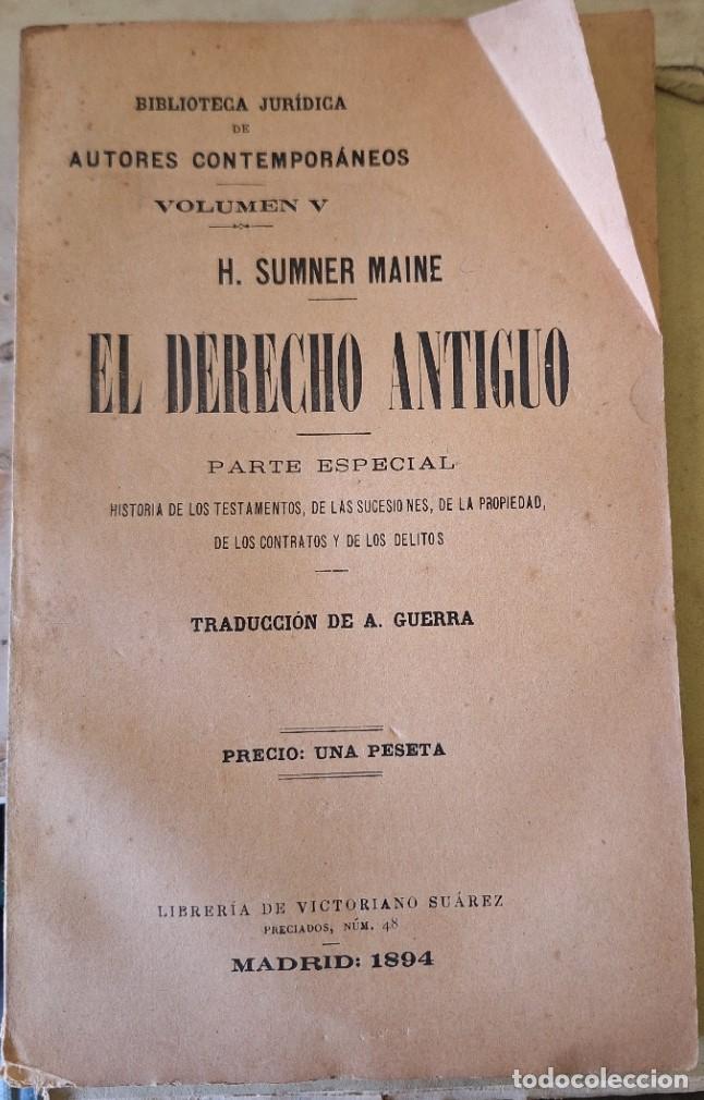Gebrauchte B&uuml;cher: EL DERECHO ANTIGUO. PARTE ESPECIAL. - SUMNER MAINE, H.