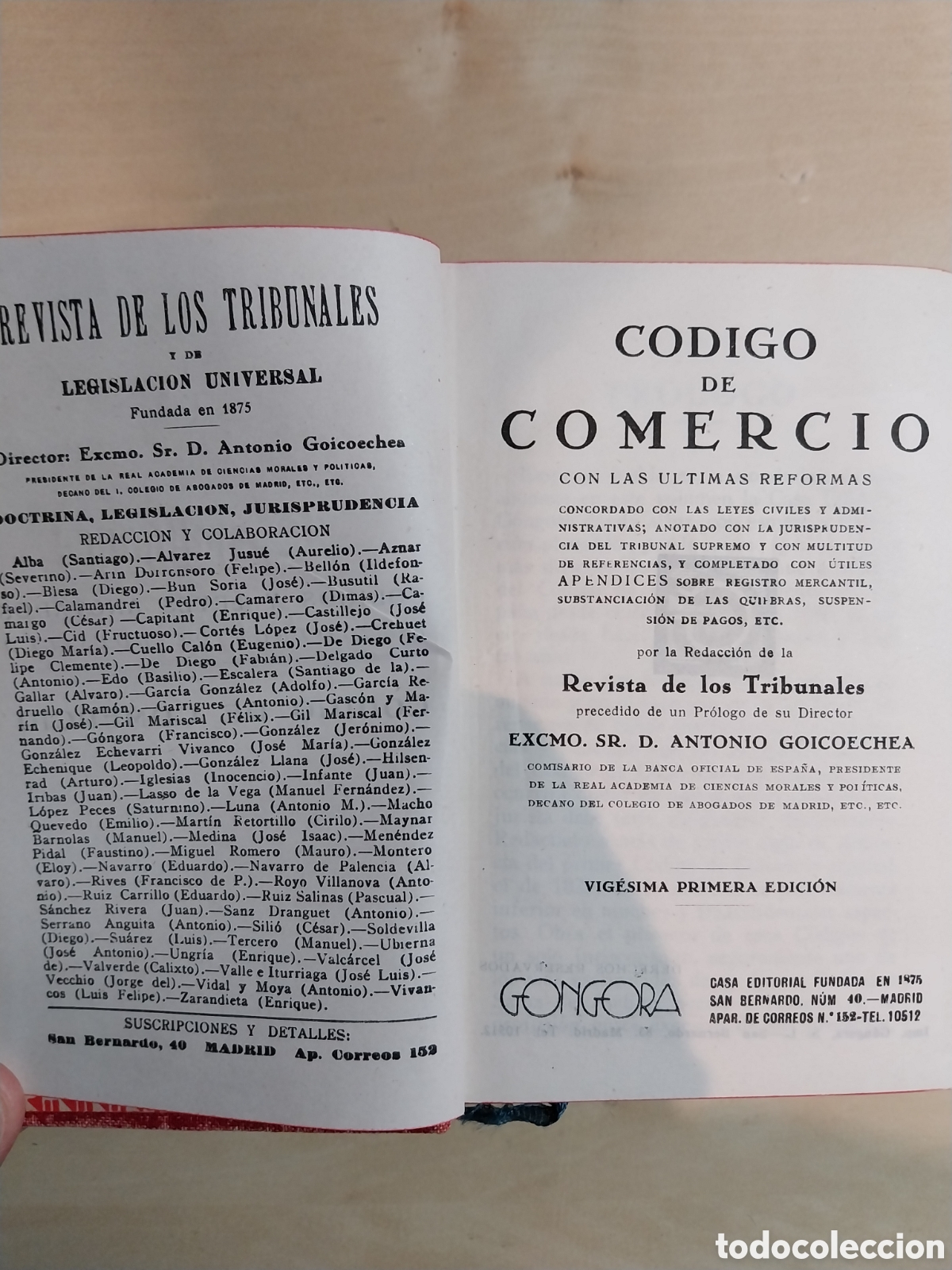 Libros de segunda mano: C&oacute;digo de comercio. 21 edici&oacute;n. Ed G&oacute;ngora, Madrid, 838 p&aacute;gs - Foto 2