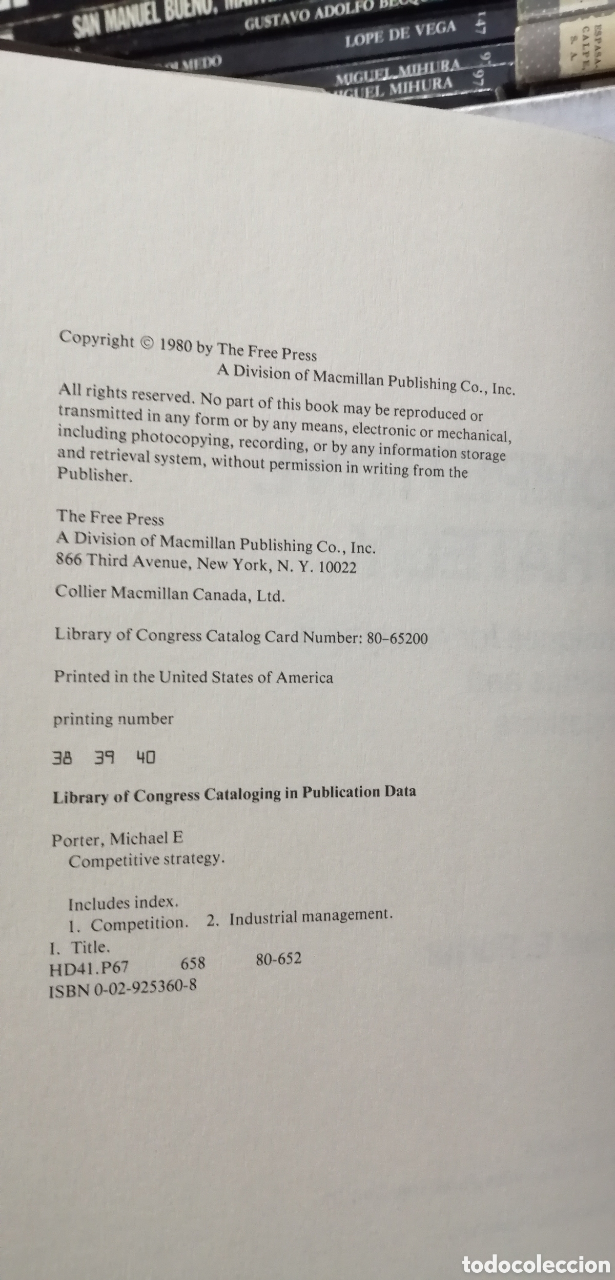 Libros de segunda mano: Competitive Strategy Michael E. Porter Techniques for Analyzing Industries and Competitors - Foto 9
