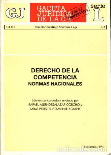 Libri di seconda mano: DERECHO DE LA COMPETENCIA. NORMAS NACIONALES. - ALLENDESALAZAR CORCHO Rafael.