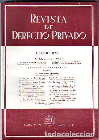 Libros de segunda mano: REVISTA DE DERECHO PRIVADO. ENERO 1973. -
