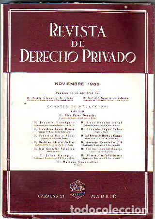 Libri di seconda mano: REVISTA DE DERECHO PRIVADO. NOVIEMBRE 1966. -