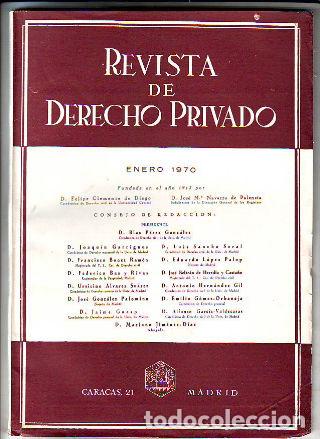 Libri di seconda mano: REVISTA DE DERECHO PRIVADO. ENERO 1970. -