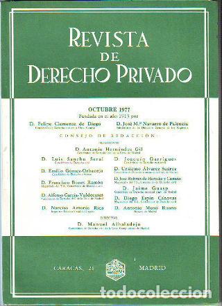 Libros de segunda mano: REVISTA DE DERECHO PRIVADO. OCTUBRE 1977. -