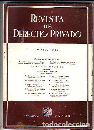Libri di seconda mano: REVISTA DE DERECHO PRIVADO. JUNIO 1955. -