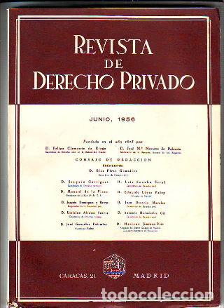 Libri di seconda mano: REVISTA DE DERECHO PRIVADO. JUNIO 1956. -