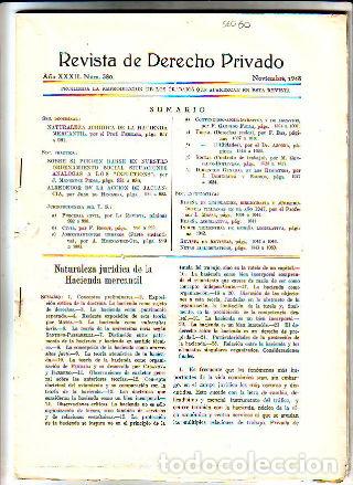 Libri di seconda mano: REVISTA DE DERECHO PRIVADO. NOVIEMBRE 1948. -