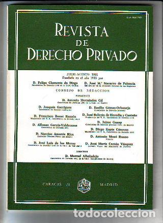Gebrauchte B&uuml;cher: REVISTA DE DERECHO PRIVADO. JULIO-AGOSTO 1981. -