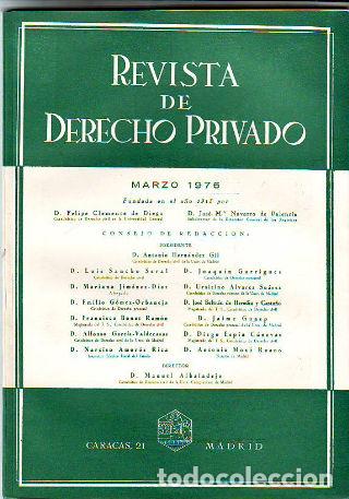 Libri di seconda mano: REVISTA DE DERECHO PRIVADO. MARZO 1976. -