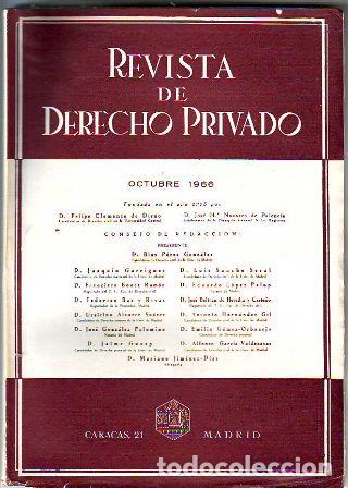 Libri di seconda mano: REVISTA DE DERECHO PRIVADO. OCTUBRE 1966. -