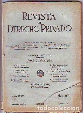 Libri di seconda mano: REVISTA DE DERECHO PRIVADO. JUNIO 1949. -