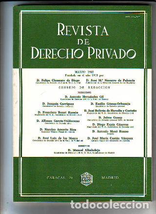 Gebrauchte B&uuml;cher: REVISTA DE DERECHO PRIVADO. MARZO 1982. -