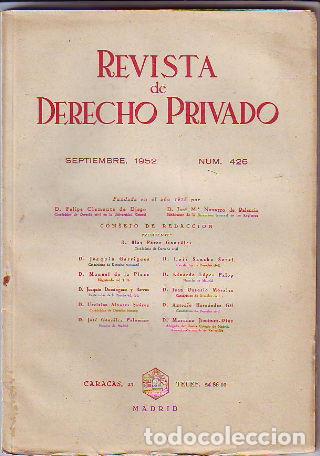 Libri di seconda mano: REVISTA DE DERECHO PRIVADO. SEPTIEMBRE 1952. -