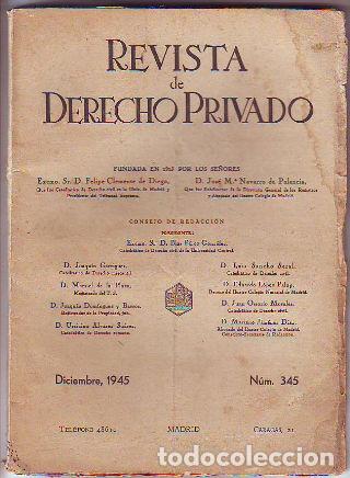 Libri di seconda mano: REVISTA DE DERECHO PRIVADO. DICIEMBRE 1945. -