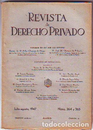 Libri di seconda mano: REVISTA DE DERECHO PRIVADO. JULIO-AGOSTO 1947. -