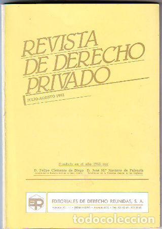 Libros de segunda mano: REVISTA DE DERECHO PRIVADO. JULIO-AGOSTO 1992. -
