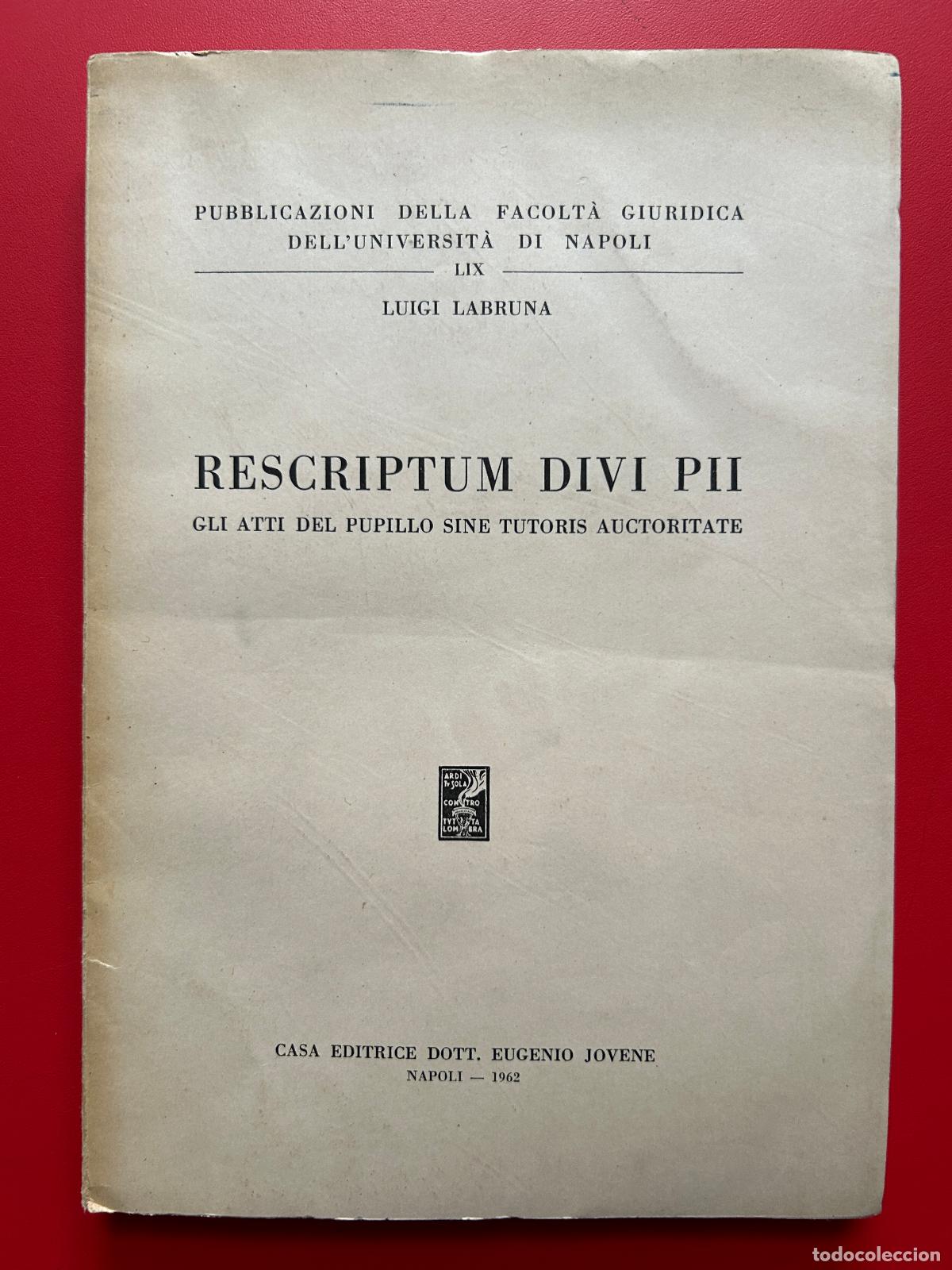 Libros de segunda mano: Rescriptum divi PII - LABRUNA Luigi - Foto 1
