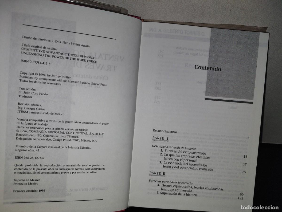 Libros de segunda mano: 87- VENTAJA COMPETITIVA A TRAV&Eacute;S DE LA GENTE C&Oacute;MO DESENCADENAR EL PODER DE... - JEFFREY PFEFFER - Foto 6