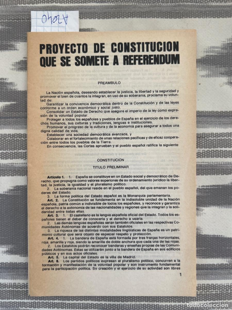 Libros de segunda mano: PROYECTO DE CONSTITUCION QUE SE SOMETE A REFERENDUM - Foto 1