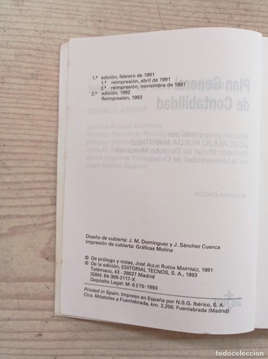 Libros de segunda mano: Plan General De Contabilidad - 1993 - Editorial Tecnos - Foto 3