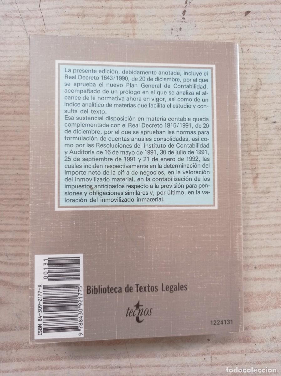 Libros de segunda mano: Plan General De Contabilidad - 1993 - Editorial Tecnos - Foto 5