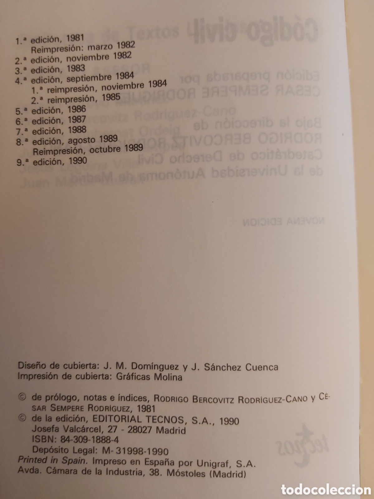 Libros de segunda mano: CODIGO CIVIL + LEGISLACION ECLESIASTICA TECNO 1990/91 - Foto 4