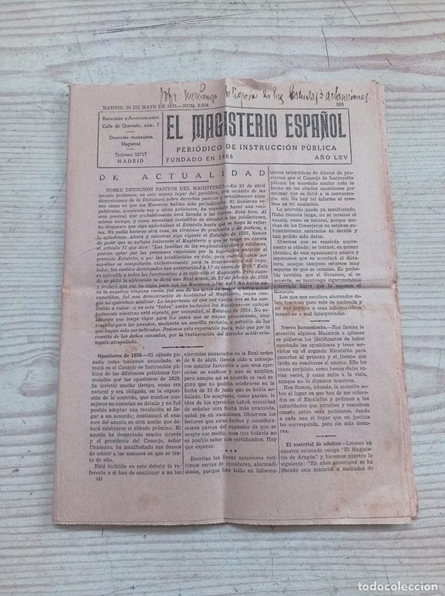 Libri di seconda mano: Periodico El Magisterio Espa&ntilde;ol - 26 De Mayo De 1931
