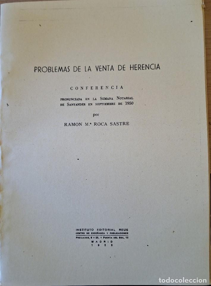 Libri di seconda mano: PROBLEMAS DE LA VENTA DE HERENCIA. - ROCA SASTRE, Ramon M&ordf;.