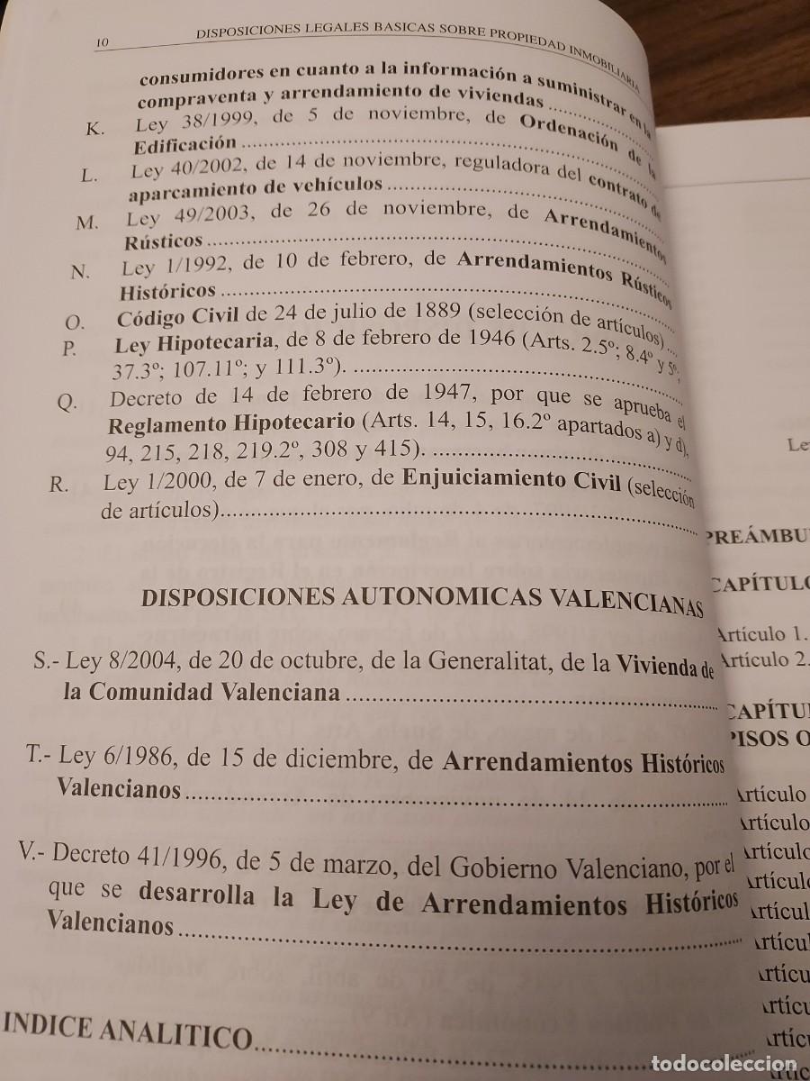 Libros de segunda mano: DISPOSICIONES LEGALES BASICAS SOBRE PROPIEDAD INMOBILIARIA, P. HORIZONTAL, EDIFICACI&Oacute;N ARRENTAMIENTO - Foto 8