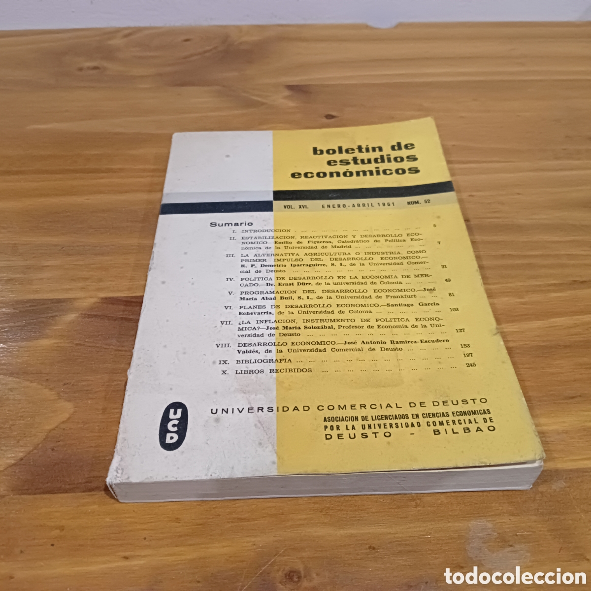 Second hand books: Sumario Num 52 bolet&iacute;n de estudios econ&oacute;micos