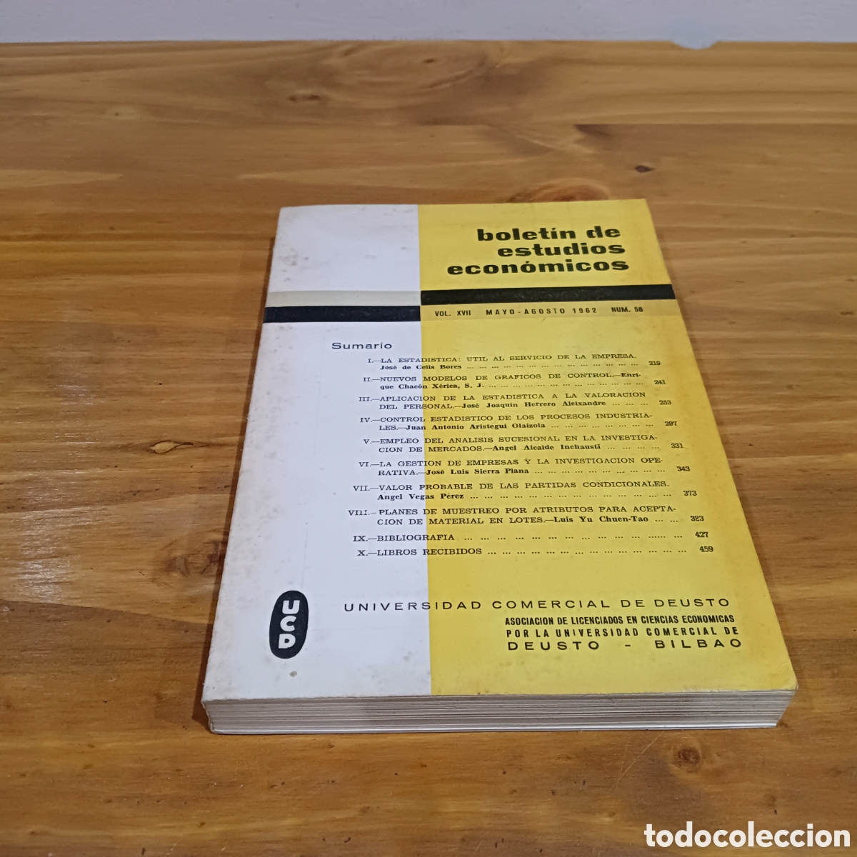 Second hand books: Sumario Num 56 . Bolet&iacute;n de estudios econ&oacute;micos