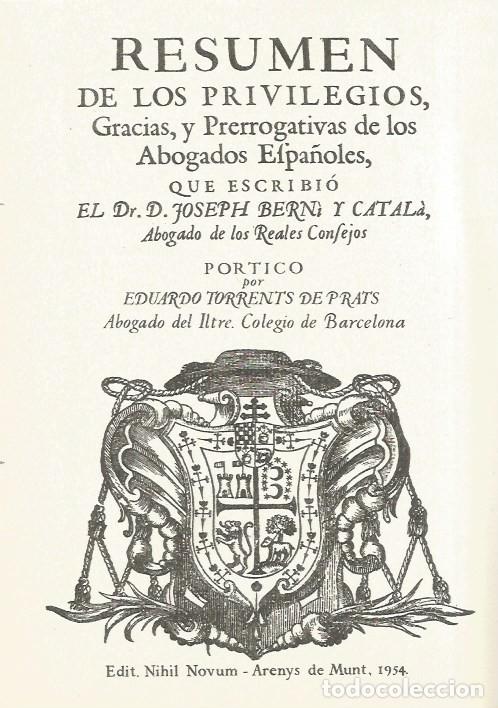 Gebrauchte B&uuml;cher: RESUMEN DE LOS PRIVILEGIOS,GRACIAS Y PRERROGATIVAS DE LOS ABOGADOS ESPA&Ntilde;OLES