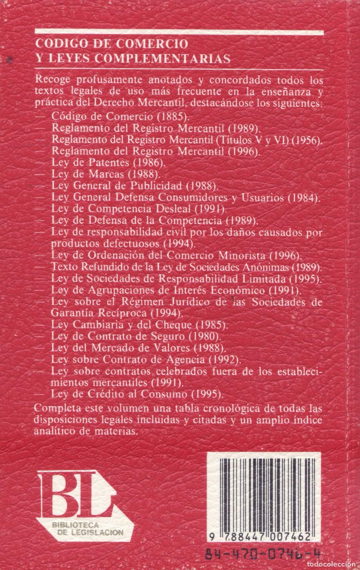 Libros de segunda mano: Codigo de comercio y leyes complementarias - Aparicio Gonzalez, Maria Luisa - Foto 3