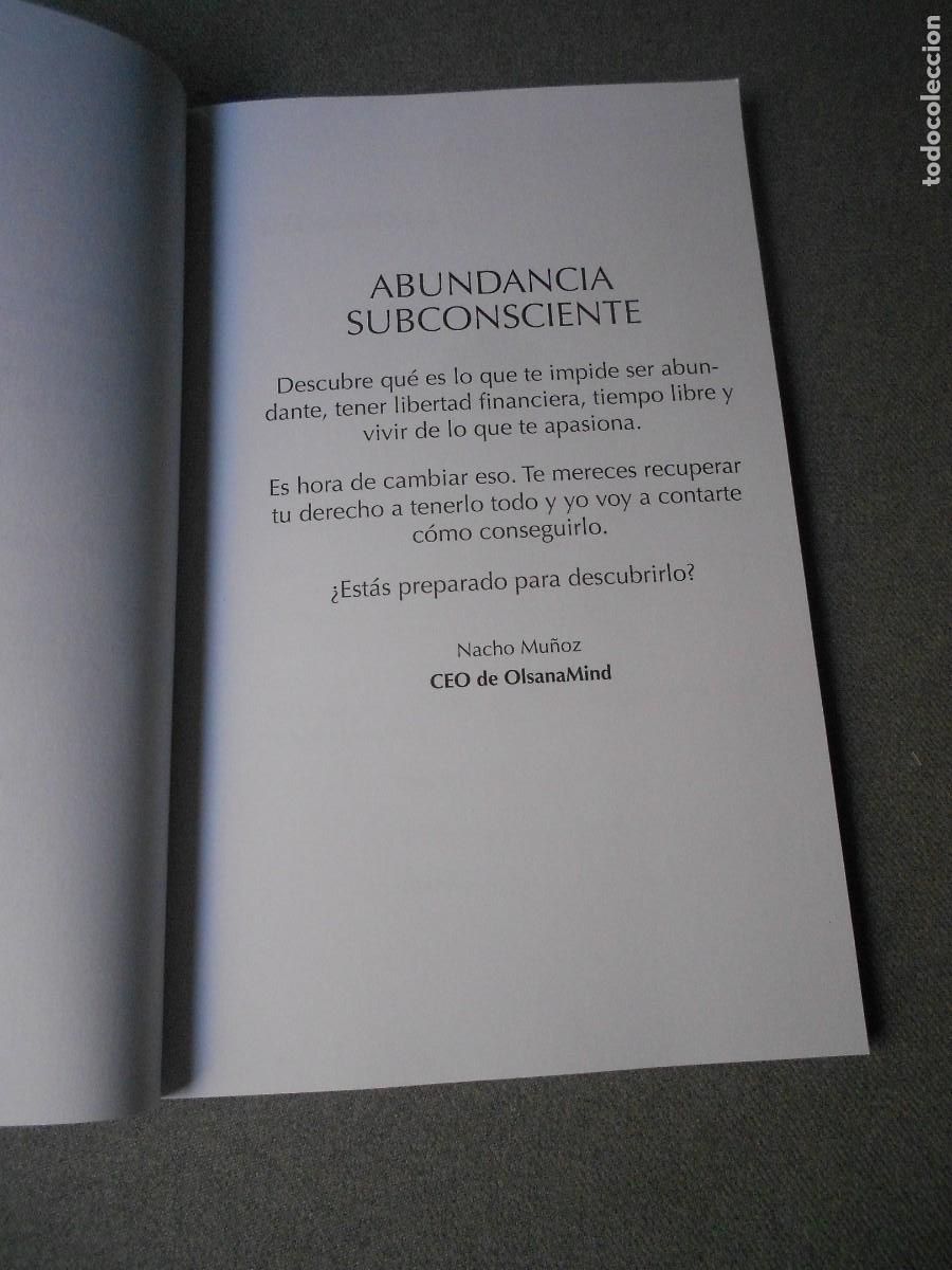 Libros de segunda mano: ABUNDANCIA SUBCONSCIENTE. NACHO MU&Ntilde;OZ - Foto 3