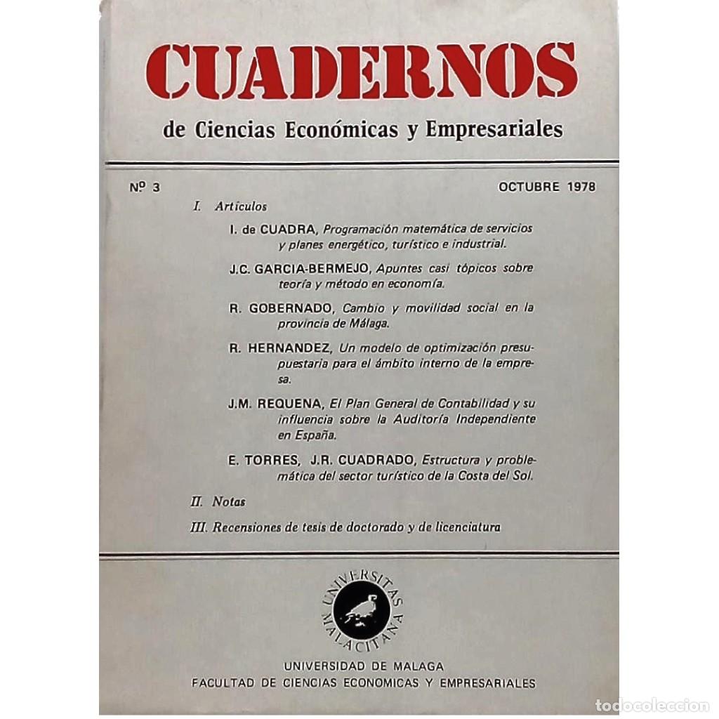 Libros de segunda mano: CUADERNOS DE CIENCIAS ECON&Oacute;MICAS Y EMPRESARIALES N&ordm; 3. OCTUBRE 1978