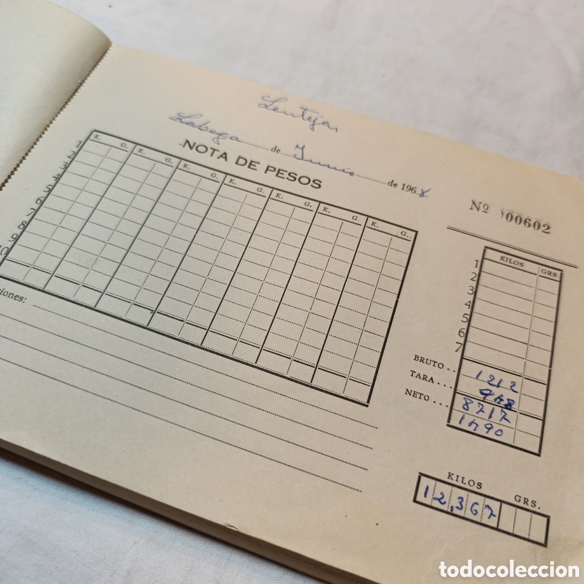 Libros de segunda mano: ANTIGUO TALONARIO DE PESOS,A&Ntilde;O 1968