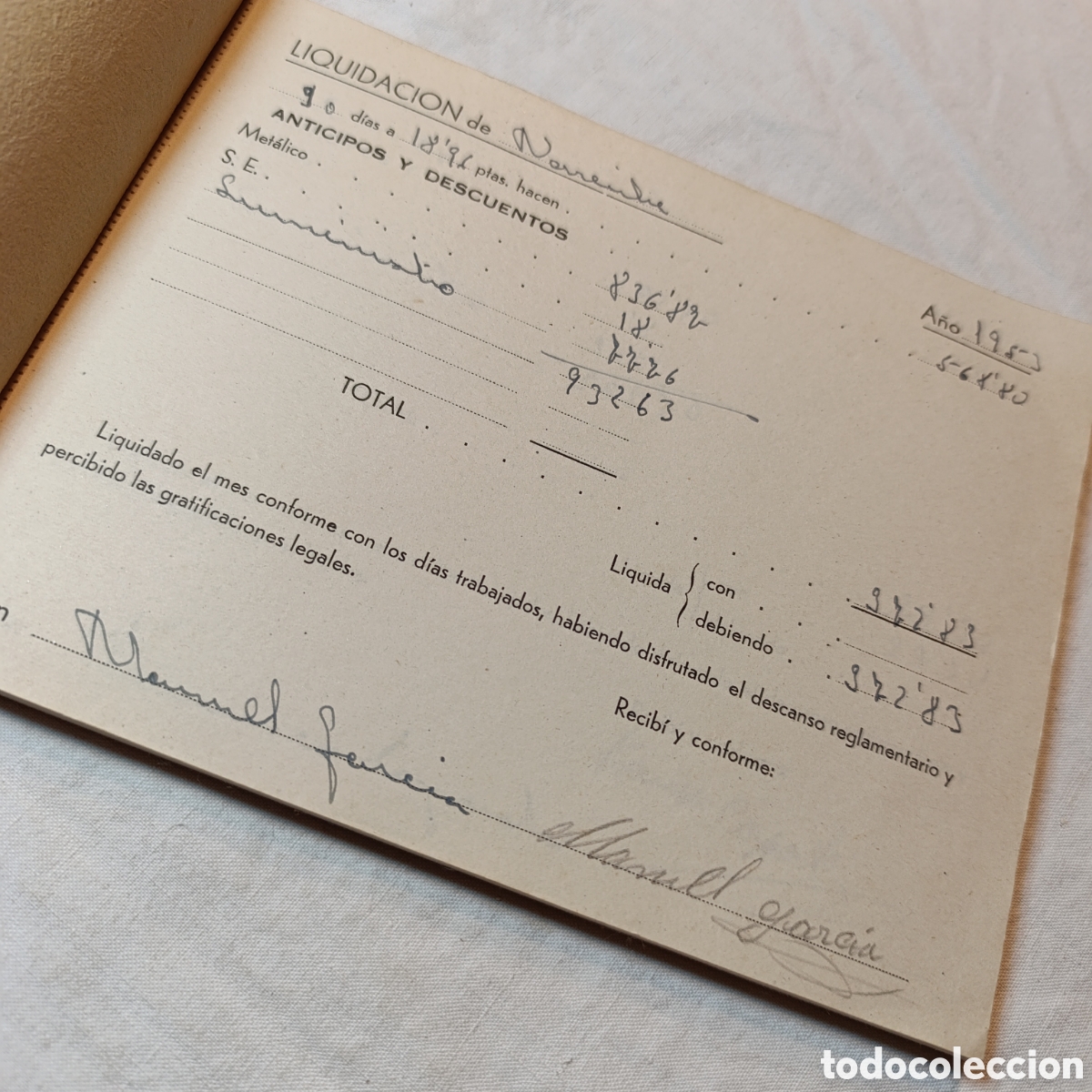 Libros de segunda mano: 1953,ANTIGUO TALONARIO DE ANTICIPOS Y DESCUENTOS NOMINAS